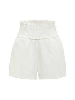 Pleat Collection Girl Chloe Shorts White Twill NWT size 16 Smocked Waist Pocket